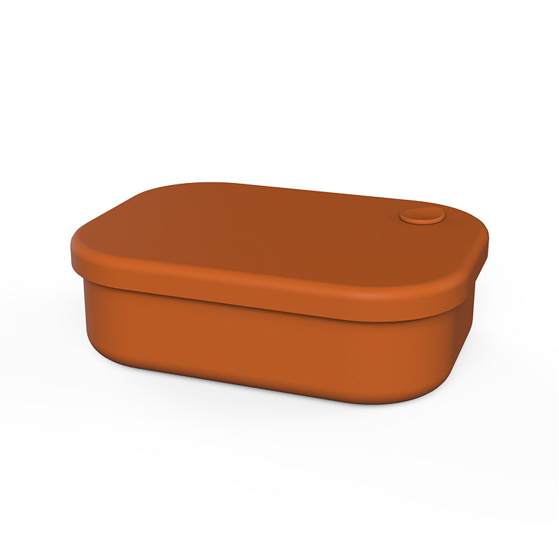 Dark Orange Food Grade Silicone Lunch Box Microwave Safe Bento With Dividers & Airtight Seal