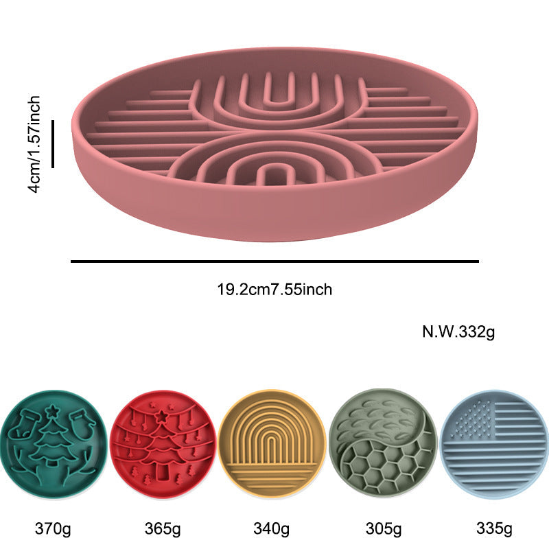 Red Silicone Slow Feeder Bowl For Dogs Anti Choking Christmas Themed Lick Mat