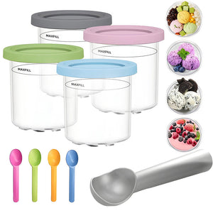 Four Color Set Durable Food Storage Containers With Spoon Multi Bpa Free Airtight