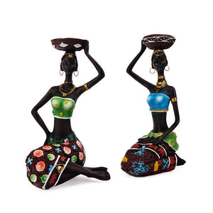 European Resin African Woman Candle Holders Decorative Tabletop Stands For Coffee Bars & Home