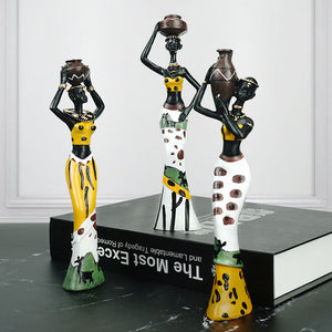 Yellow Maiden Praying For Rain 3 Piece Set African Style Home Decor Accents Tabletop And Shelf Display