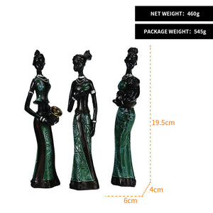 Elosung Green Women's Compassion 3 Pack African Style Home Decor Accents For Tabletop And Shelf Display