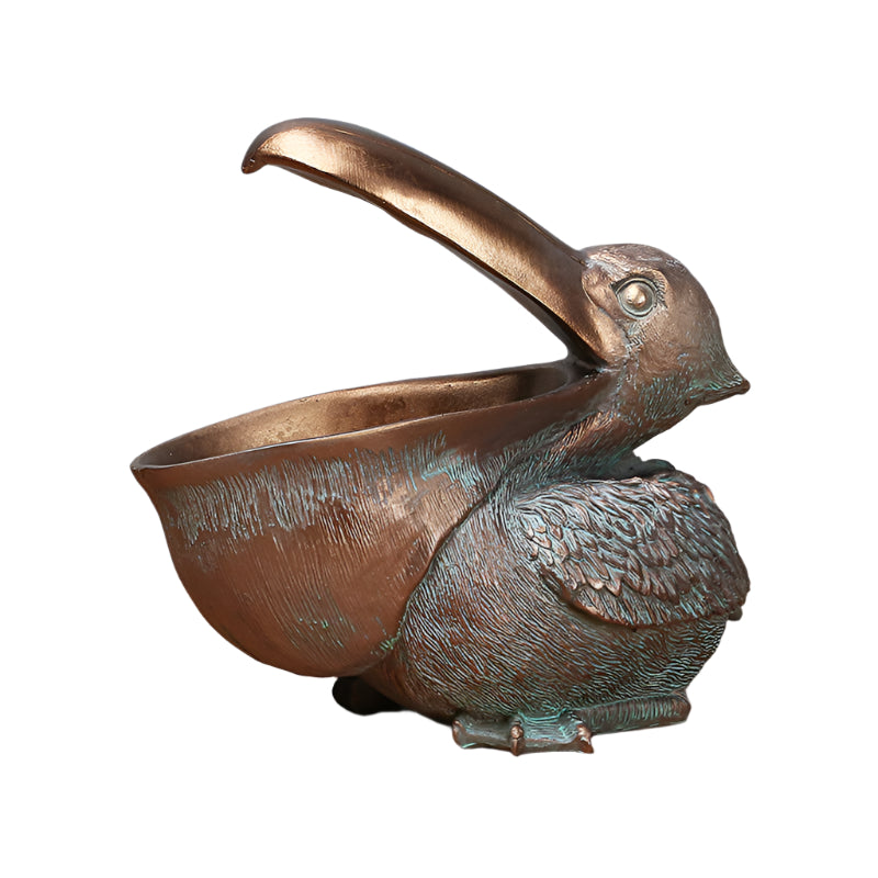 Brown Pelican Resin Decor Bowl Unique Key Candy And Storage Organizer For Home Decoration