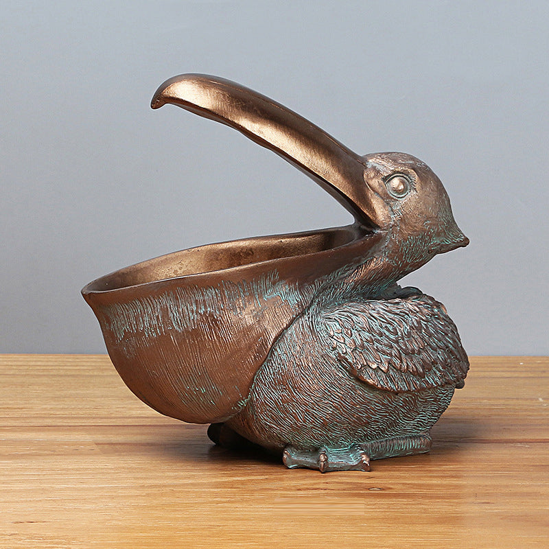 Brown Pelican Resin Decor Bowl Unique Key Candy And Storage Organizer For Home Decoration