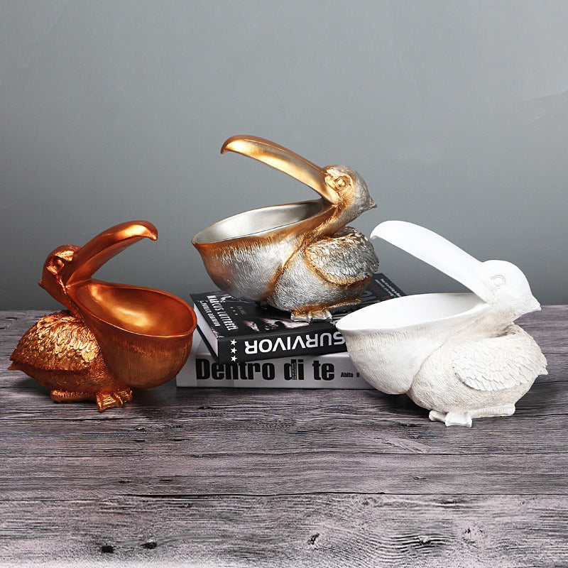 Brown Pelican Resin Decor Bowl Unique Key Candy And Storage Organizer For Home Decoration