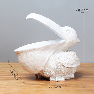 White Pelican Resin Decor Bowl Unique Key Candy And Storage Organizer For Home Decoration