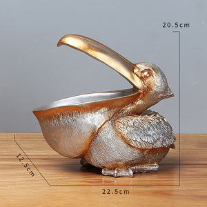 Silver Pelican Resin Decor Bowl Unique Key Candy And Storage Organizer For Home Decoration