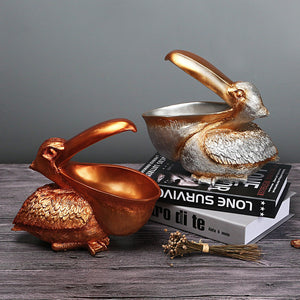 Silver Pelican Resin Decor Bowl Unique Key Candy And Storage Organizer For Home Decoration