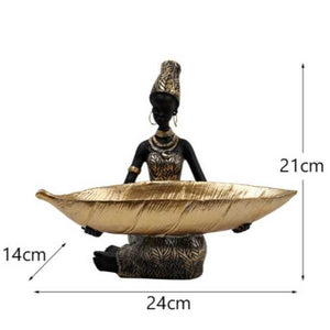 Elegant African Woman Resin Tray Unique Home Decor And Storage Organizer