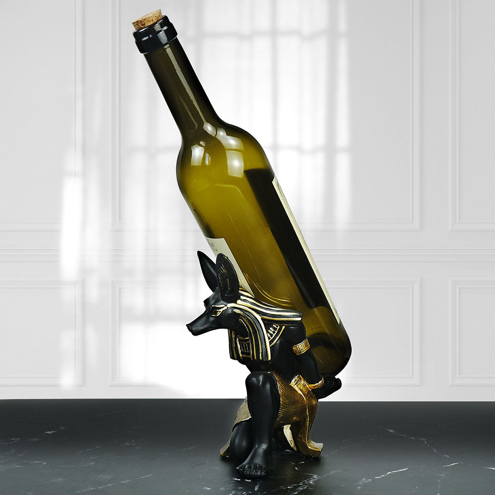 Egyptian Anubis Dog Wine Rack Unique Resin Holder For Home Decor