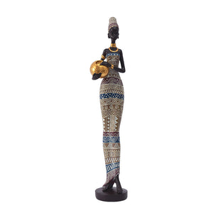 Exotic African Woman Figurine Elegant Resin Sculptures For Home Decor