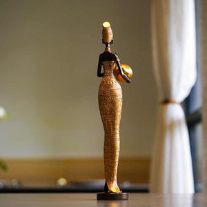 White Exotic African Woman Figurine Elegant Resin Sculptures For Home Decor