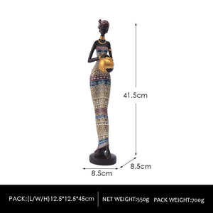 Multicolour Exotic African Woman Figurine Elegant Resin Sculptures For Home Decor