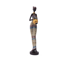 Multicolour Exotic African Woman Figurine Elegant Resin Sculptures For Home Decor