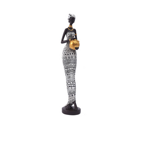 Streaks Exotic African Woman Figurine Elegant Resin Sculptures For Home Decor