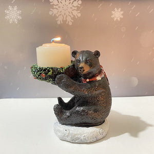 Bear With Candlestick In Hand Holder Unique Aromatherapy Table Decor