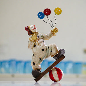 Vintage Circus Clown Figurines Retro Balloon And Bicycle Ornaments