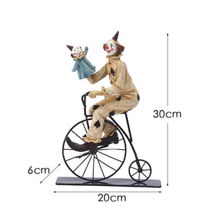 Vintage Circus Clown Figurines Retro Balloon And Bicycle Ornaments