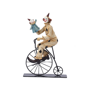 Vintage Circus Clown Figurines Retro Balloon And Bicycle Ornaments