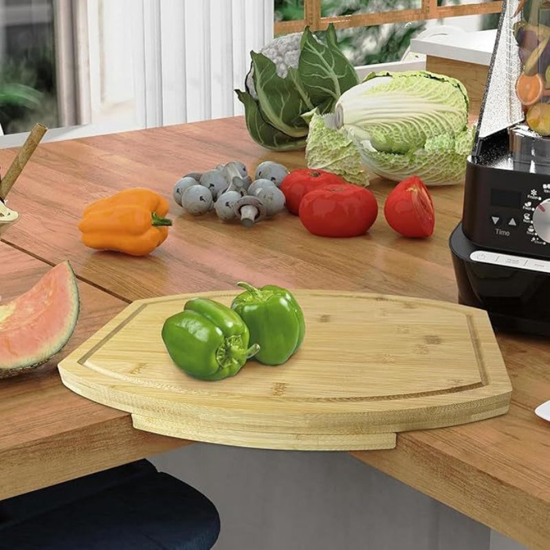 Corner Bamboo Cutting Board With Juice Groove Space Saving Kitchen Countertop