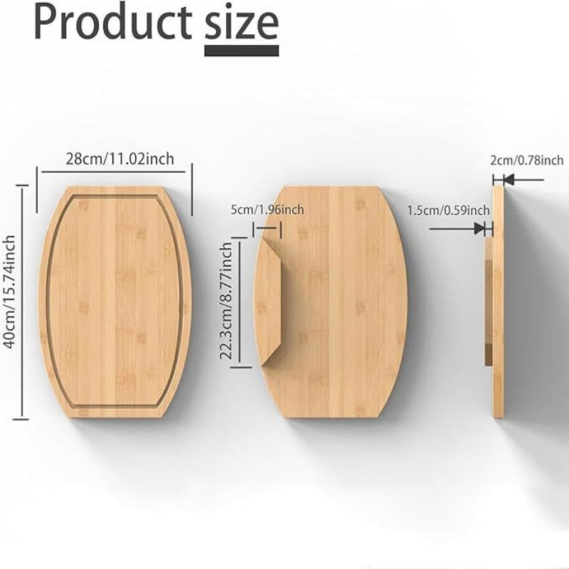 Corner Bamboo Cutting Board With Juice Groove Space Saving Kitchen Countertop