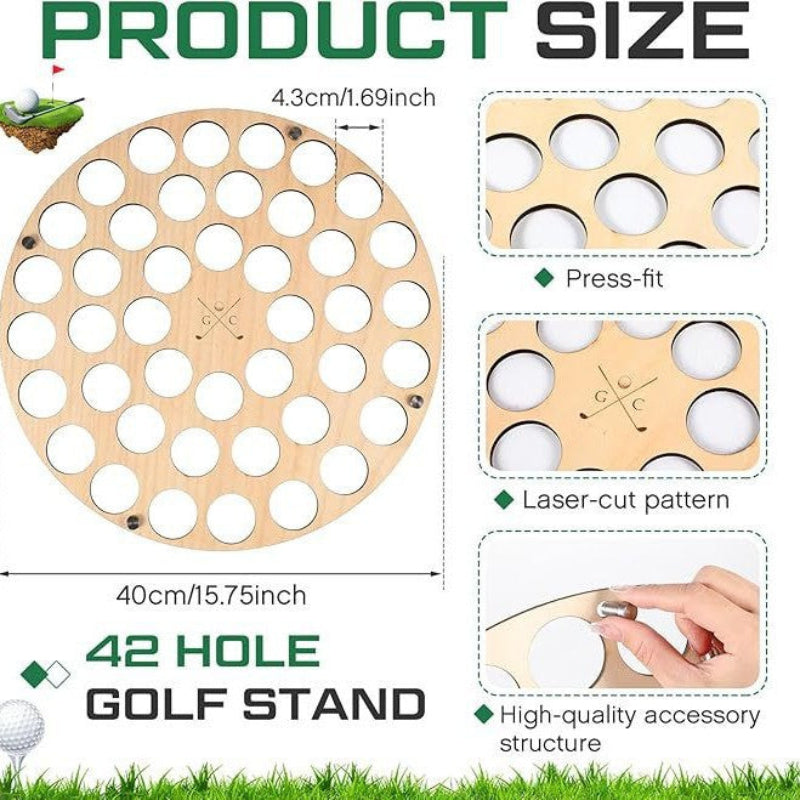 42 Hole Wooden Golf Ball Stand Laser Cut Organiser For Lovers Durable And High Quality Storage Rack