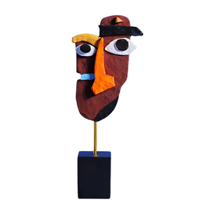 Brown Modern Abstract Face Sculpture Colorful Resin Art Statue For Home & Office Decor