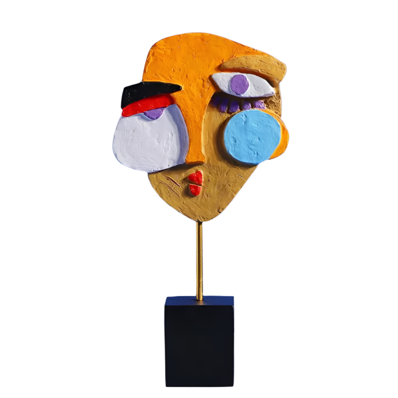 Modern Abstract Face Sculpture Colorful Resin Art Statue For Home & Office Decor