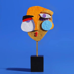 Modern Abstract Face Sculpture Colorful Resin Art Statue For Home & Office Decor