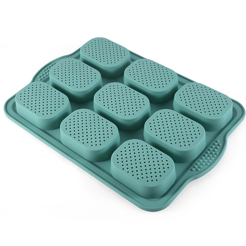 Green Silicone Mini Bread Loaf Baking Mold Non Stick 8 Cavity Bakeware Pan With Handles For Cakes And