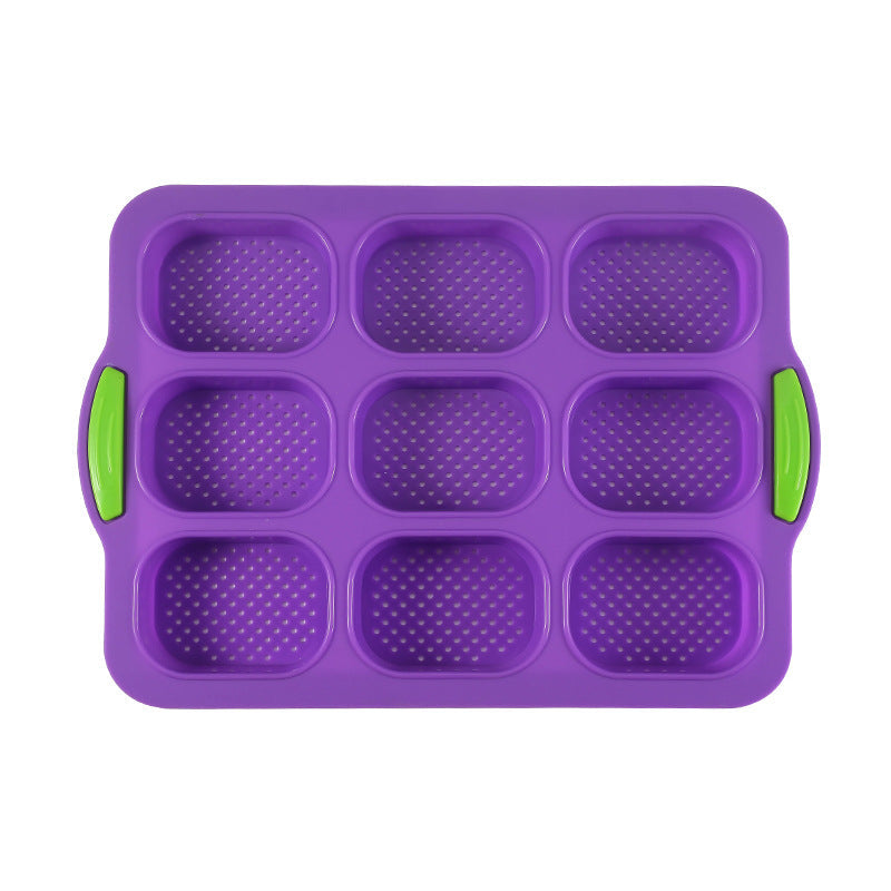 Purple Silicone Mini Bread Loaf Baking Mold Non Stick 8 Cavity Bakeware Pan With Handles For Cakes And