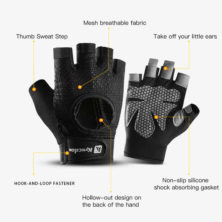 S Black Fingerless Sports Gloves Non Slip Silicone Palm Pads For Cycling Weightlifting And Fitness Training