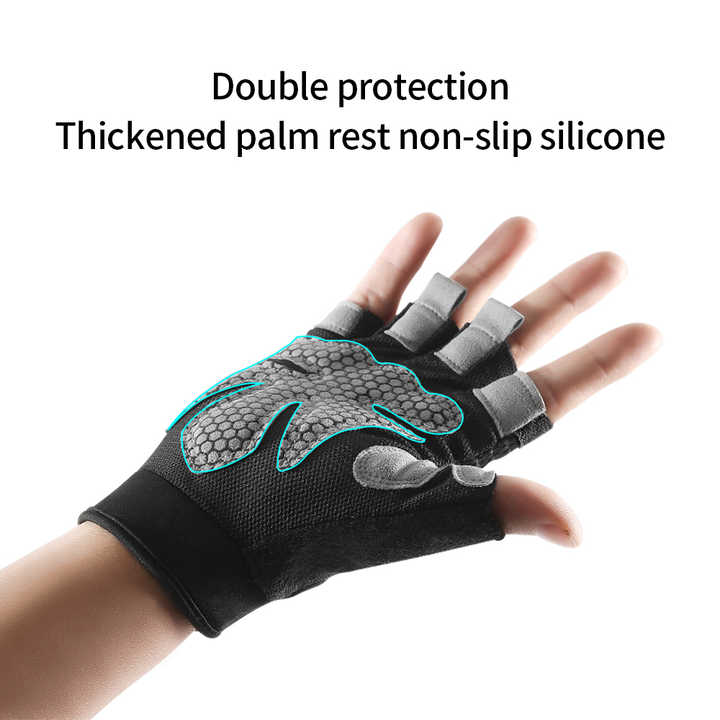 S Black Fingerless Sports Gloves Non Slip Silicone Palm Pads For Cycling Weightlifting And Fitness Training