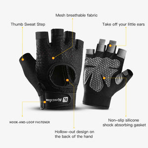 Xl Black Fingerless Sports Gloves Non Slip Silicone Palm Pads For Cycling Weightlifting And Fitness Training