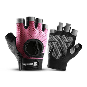 S Pink Fingerless Sports Gloves Non Slip Silicone Palm Pads For Cycling Weightlifting And Fitness Training