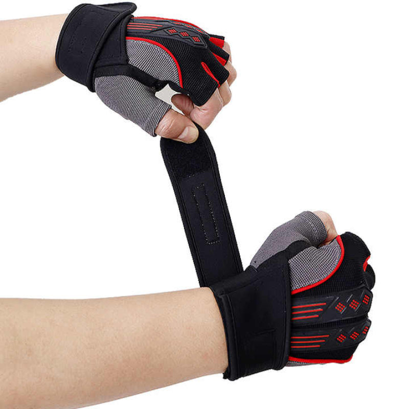 M White Fingerless Workout Gloves With Wrist Support Non Slip Breathable Gym For Weightlifting And Cycling