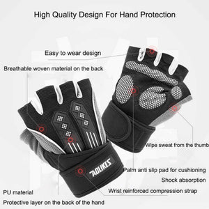 L White Fingerless Workout Gloves With Wrist Support Non Slip Breathable Gym For Weightlifting And Cycling