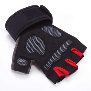 M Red Fingerless Workout Gloves With Wrist Support Non Slip Breathable Gym For Weightlifting And Cycling