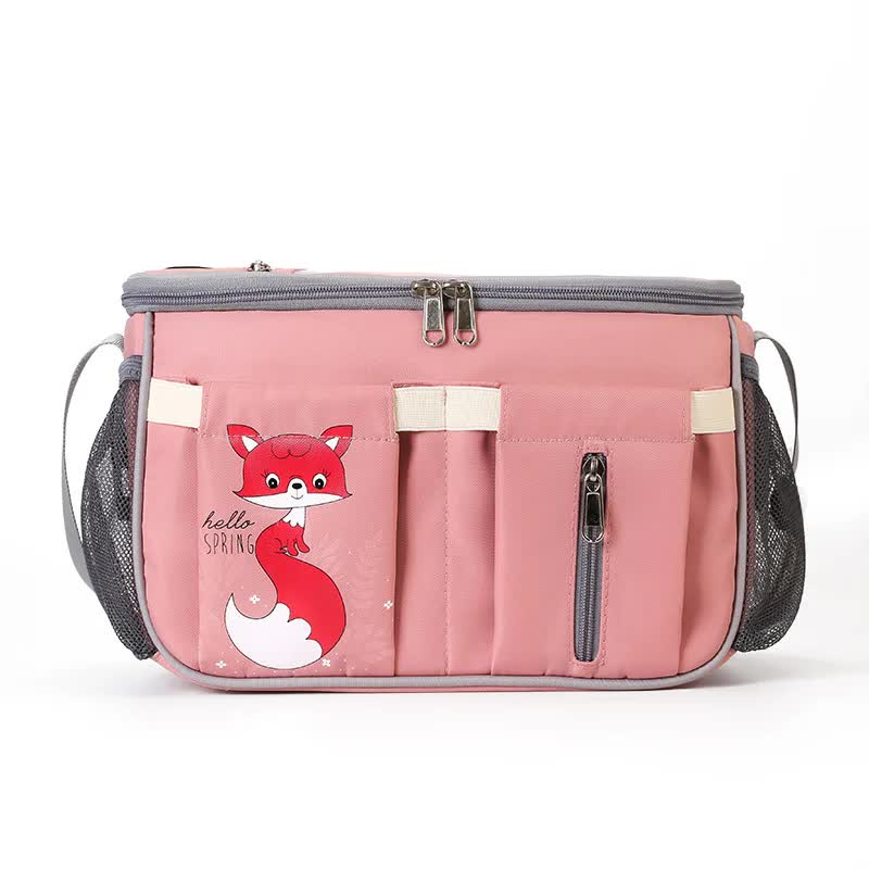 Pink Stroller Organizer Bag Multi Functional Baby With Touchscreen Window Usb Port And Bottle Holders