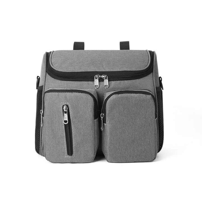 Grey Universal Stroller Organizer Bag Multi Pocket Hanging Storage For Baby Essentials