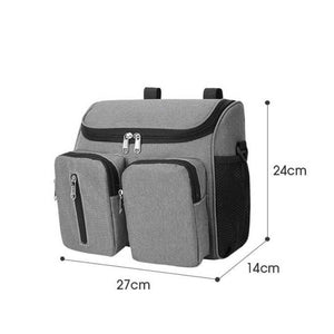 Grey Universal Stroller Organizer Bag Multi Pocket Hanging Storage For Baby Essentials