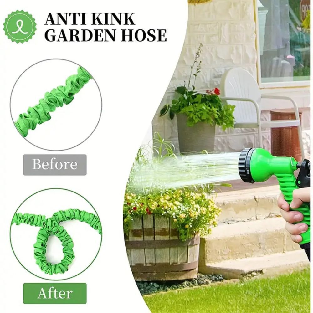 15M Anti Kink Expandable Garden Hose Flexible Tangle Free Water With Adjustable Spray Nozzle