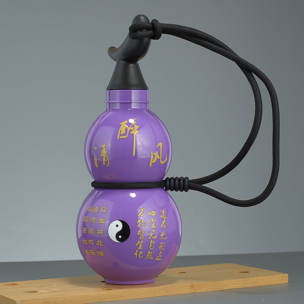 750Ml Inspired Gourd Water Purple Plastic Bottle Stylish Chinese Flask With Yin Yang Design