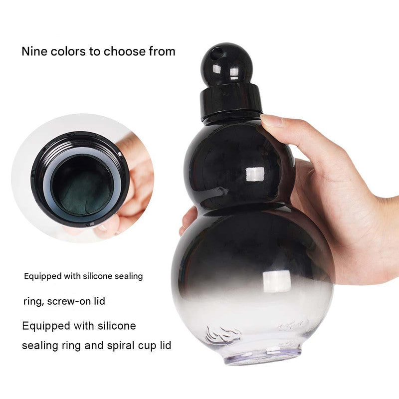 32Oz Inspired Gourd Water Plastic Black Bottle Decorative Double Layer Flask With Calligraphy And Accessories