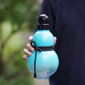 32Oz Inspired Gourd Water Plastic Blue Bottle Decorative Double Layer Flask With Calligraphy And Accessories