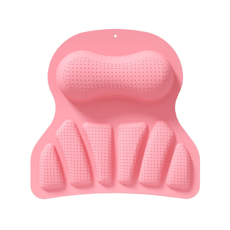 Pink Silicone Bath Pillow Ergonomic Design With Suction Cups For Comfortable Bathtub Support