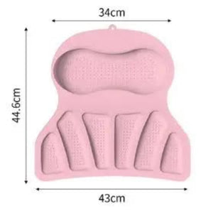 Pink Silicone Bath Pillow Ergonomic Design With Suction Cups For Comfortable Bathtub Support