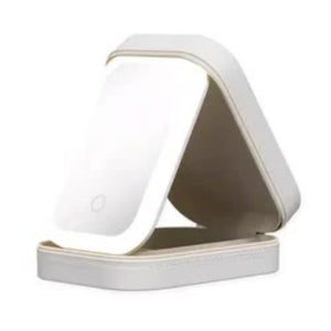 Veile Studios White Led Jewelry Box With Mirror Smart Light Adjustment And Dual Power Charging For Travel Home