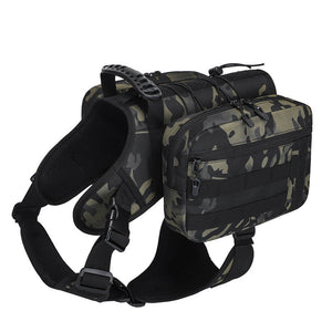 Camouflage Dog Tactical Backpack Harness Adjustable Outdoor Saddle Bag For Dogs