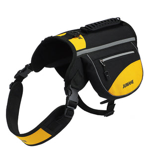 Yellow Reflective Dog Saddle Harness With Storage Bags Adjustable Pet Backpack For Outdoor Adventures